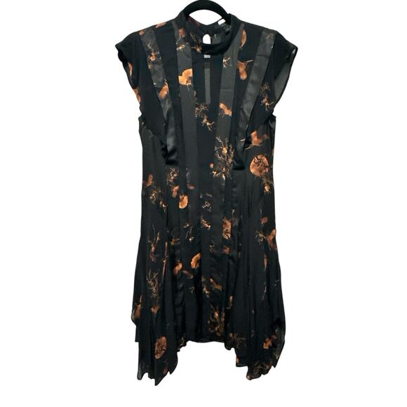 ALLSAINTS Fleur Aurora Dress Size USA 2 Asymmetric hem Cap sleeves Round neck - Picture 5 of 13